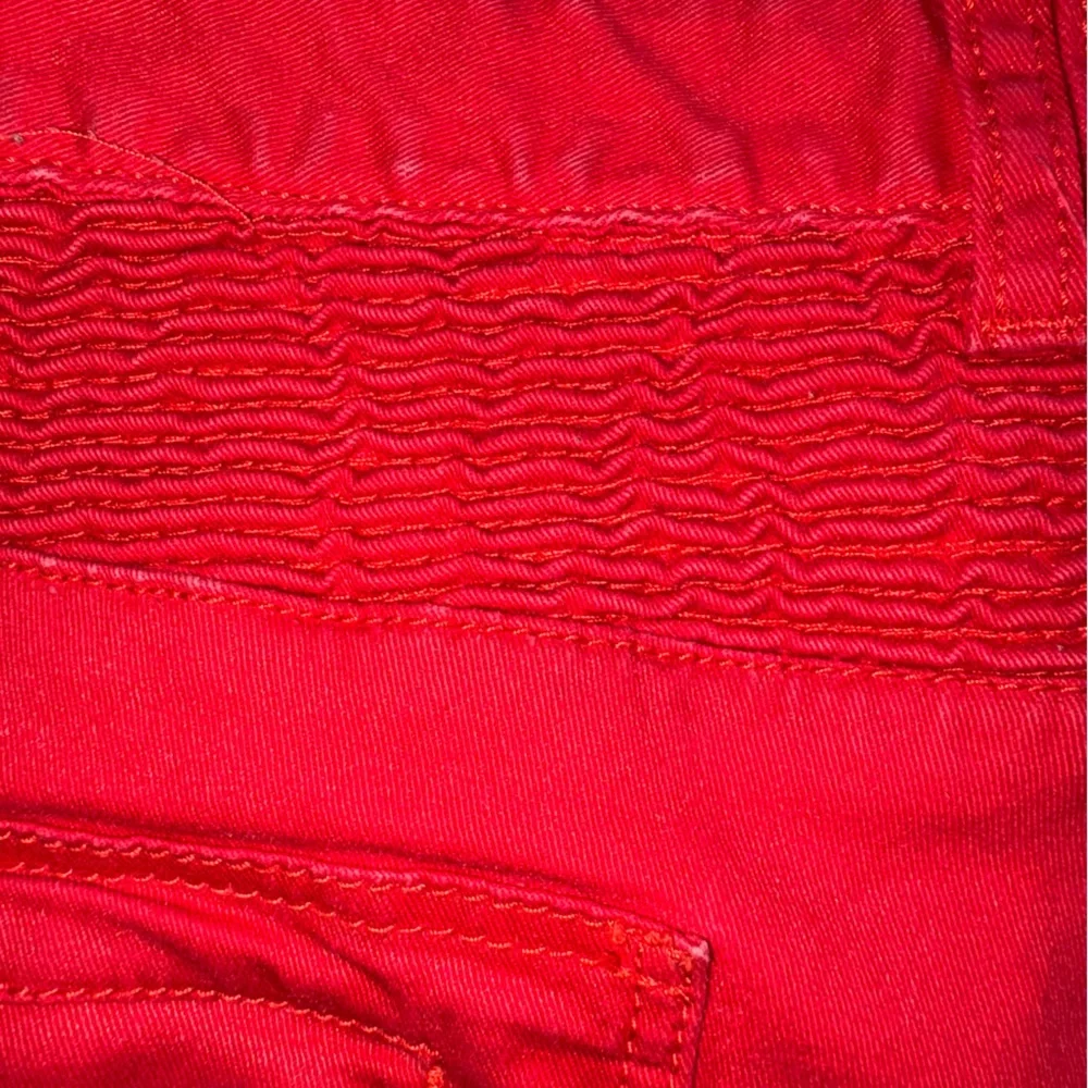 Damati Jeans Red Biker Moto Pants Men's 17x31.25 Distressed Zipper Pockets 36/32